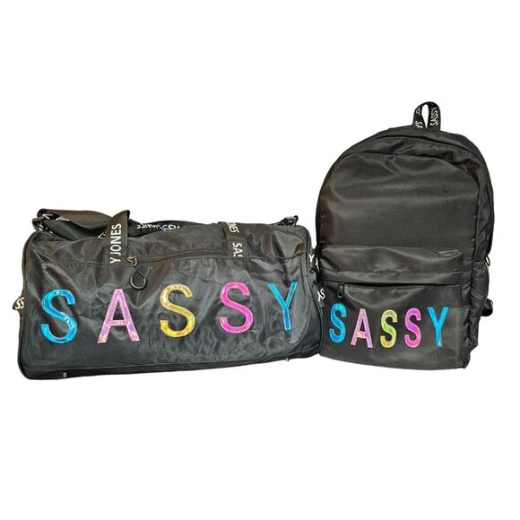 Sassy Jones Handbags - Sassy Jones Lightweight Black Travel Duffel and Backpack Set